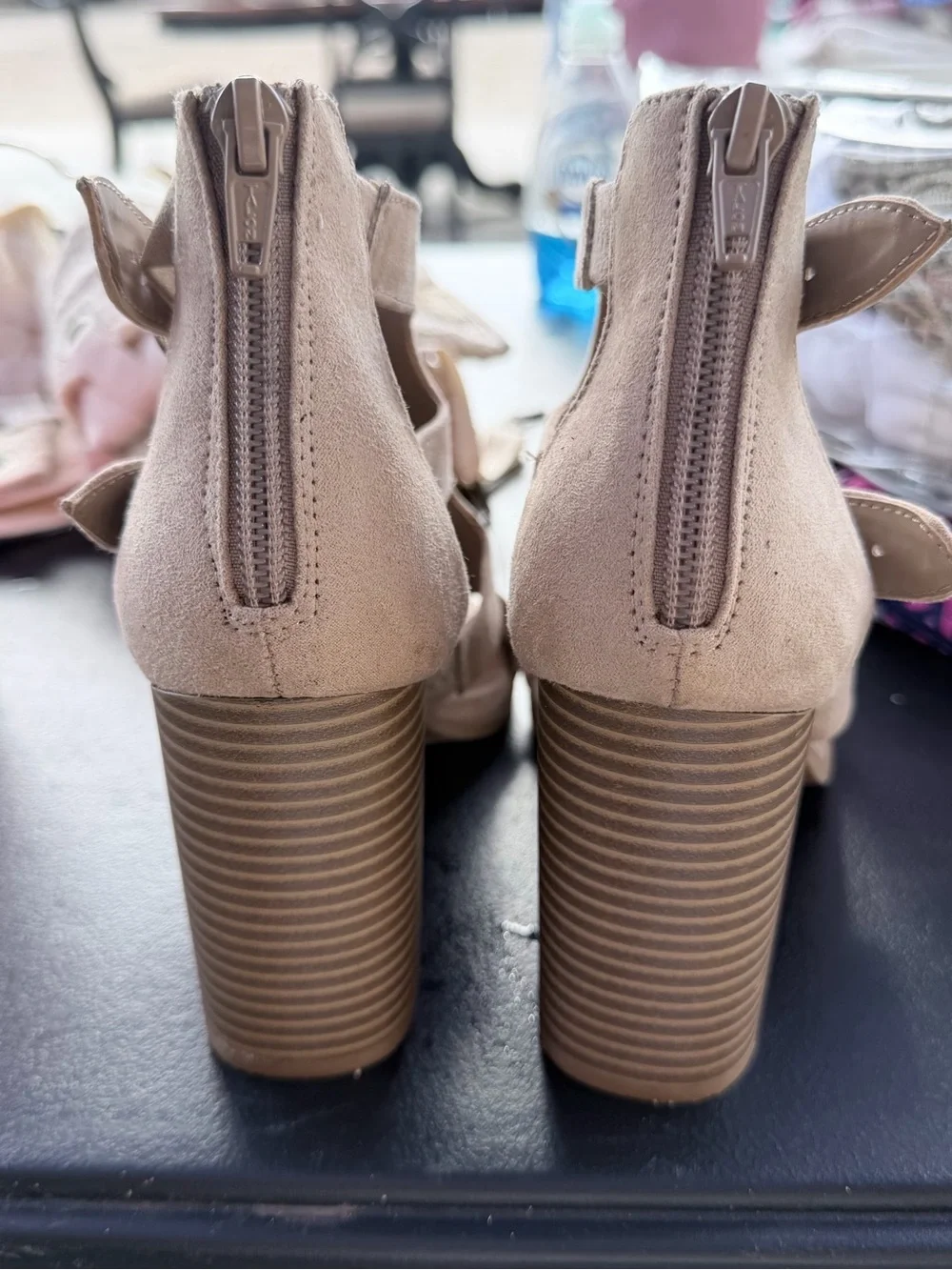 Apt. 9 Nude Suede Cutout Peep-Toe Heels